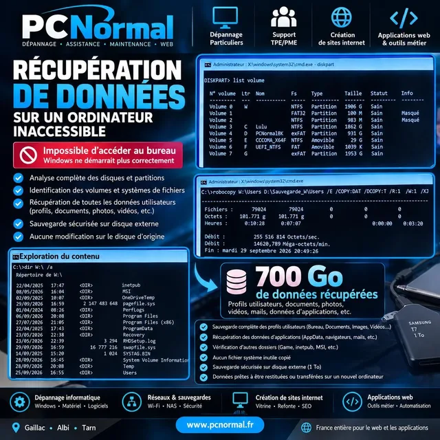 Visuel récapitulatif d’une sauvegarde d’environ 700 Go sur un SSD externe de 1 To